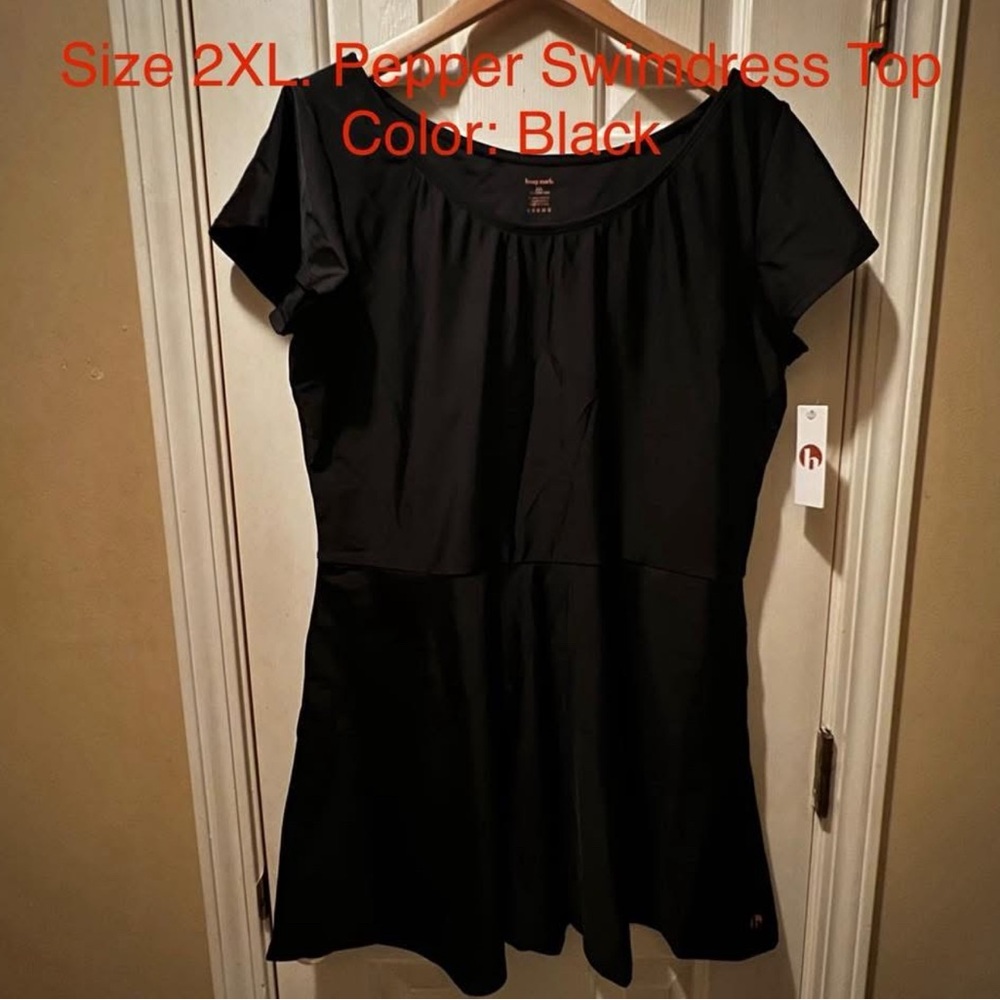 HONEY MARK Pepper Swimdress Top- Black- NWT
